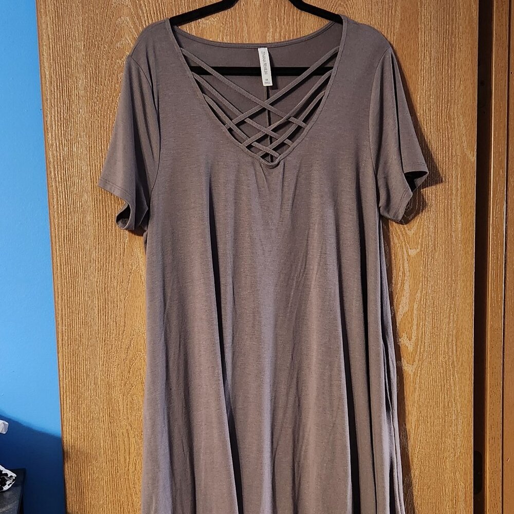 Gray Strappy neck Tshirt dress